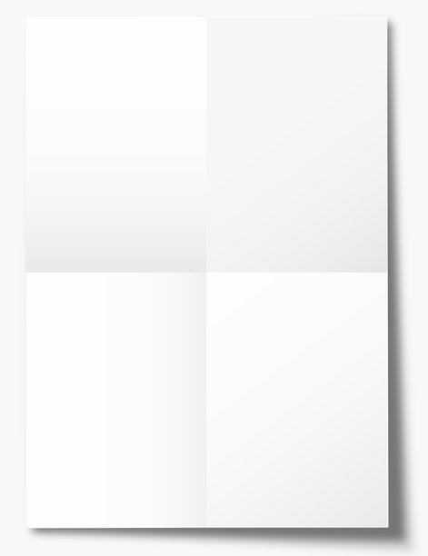 逼真的空白纸张海报模型，带阴影，独立于背景。A4尺寸的皱折宣传单模板，用于展示艺术作品、传单、手册、图片、广告和横幅。图片下载