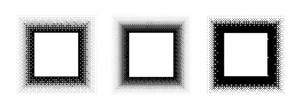 黑色半色调方框套件。点状8位渐变边框集合。流行艺术漫画图片框架设计，适用于横幅模板、徽章、海报、盒子和留白。矢量栅格化游戏元素包。图片下载