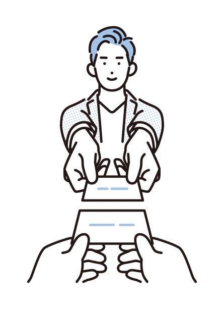 商人交换名片的矢量插图图片下载