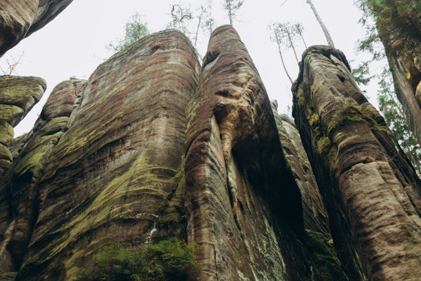 捷克共和国阿德尔斯帕赫的岩石城市。砂岩纹理，阿德尔斯帕赫-特普利采国家公园。高质量照片。自然背景。图片下载