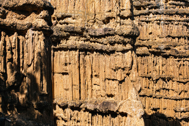 梅旺国家公园的奇观风景——帕乔尔，是由于地壳板块的抬升以及风雨侵蚀造成的自然现象（图片有噪点和胶卷颗粒感）。图片下载