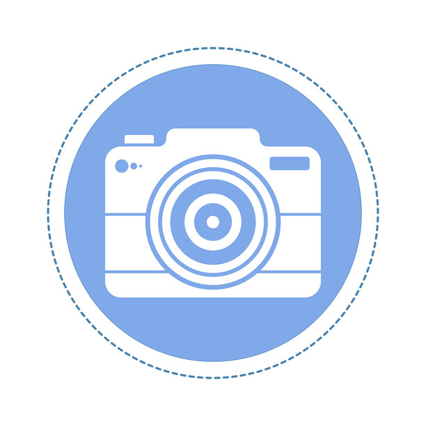 带有相机轮廓的圆形按钮概念，表示在空白字段中添加照片的功能。简单的用户界面图标，用于在应用中上传图像、照片或附件。图片下载
