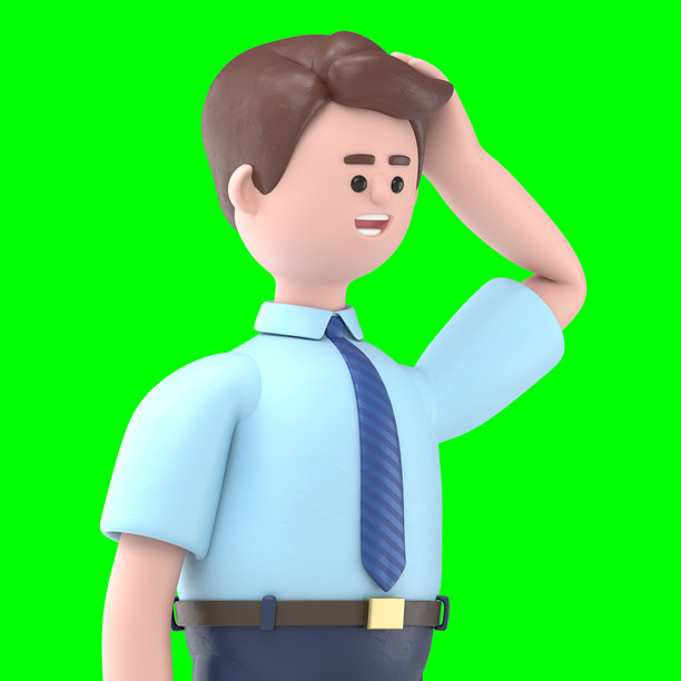 3D插图，亚洲男性Felix，问题，段落和灯泡。透明背景样机。绿色屏幕上的3D渲染，用于视频素材和剪辑路径。图片下载