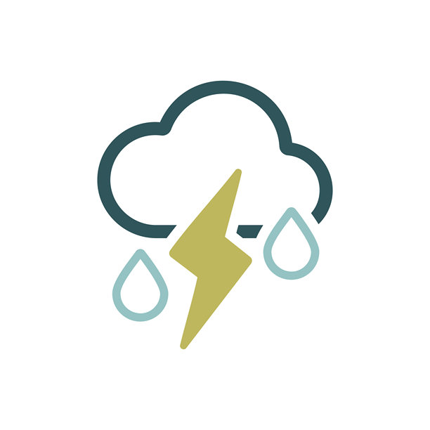 带有秋季雨和闪电的云朵矢量图标图片下载