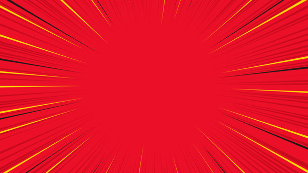 16:9尺寸的红色背景素材：由黑色、黄色和红色组成的集中线的矢量插图图片下载