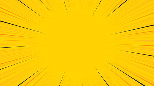 16:9尺寸的黄色背景素材：由黑色、黄色和橙色组成的集中线的矢量插图图片下载