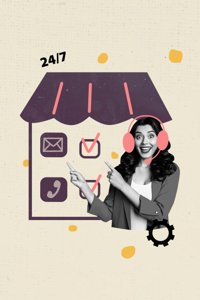 垂直图片拼贴，开心惊讶的女孩展示图标，通知，短信，信封，电信呼叫中心操作员远程工作图片下载