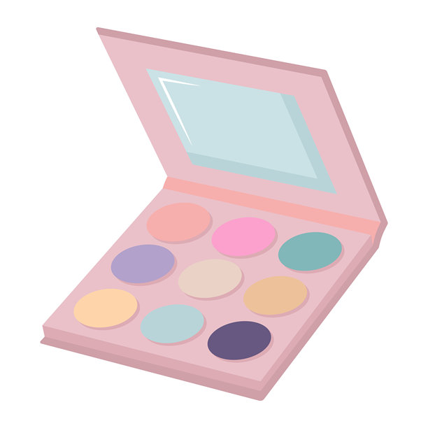 眼影盘。卡通扁平插图。图片下载