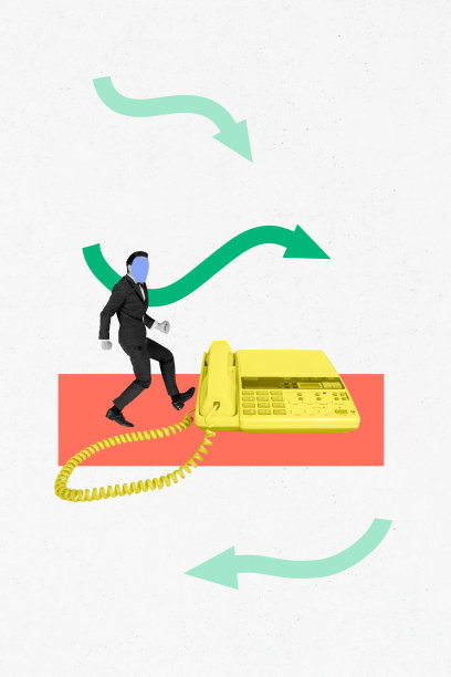 趋势艺术横幅照片拼贴，成功目标商业分析，交易员办公室经理，无面孔的年轻人走路时打座机电话。图片下载