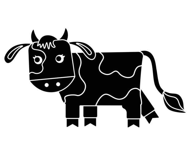 牛，农场可爱的动物剪影 - 用于标志、图标或模板的矢量剪影图片。图片下载