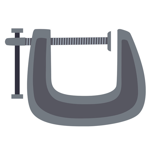 木工或金属加工用G夹，手绘平面矢量插图图片下载