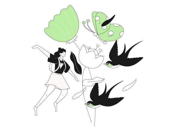 24节气：立春、雨水、惊蛰、春风、清明节、谷雨，平面角色矢量概念操作手绘插图图片下载