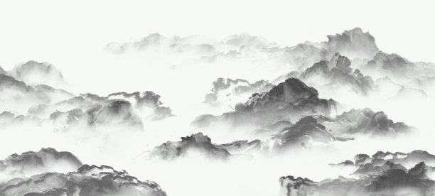 中国风水墨山水画，艺术插图背景图片下载