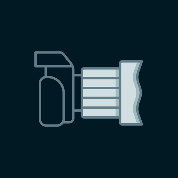 黑色背景上的线条相机图标。照片相机。数字摄影。平面填充轮廓风格，带阴影。矢量图。图片下载