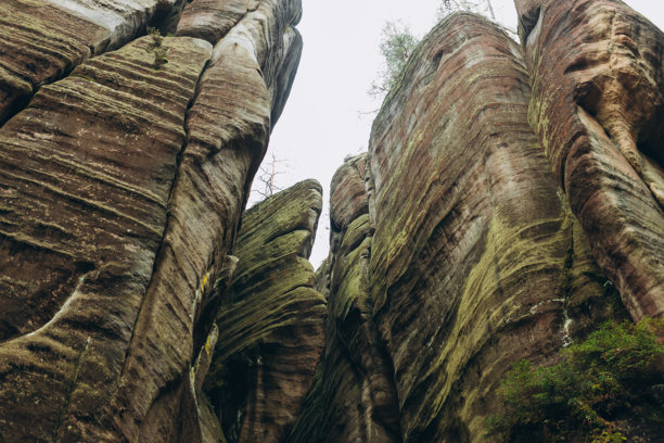 捷克共和国阿德尔斯帕赫的岩石城市。砂岩纹理，阿德尔斯帕赫-特普利采国家公园的岩石。高质量照片。自然背景。图片下载