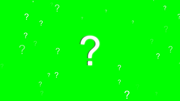 问号粒子缓慢漂浮并与气泡一起在深蓝色背景上渐隐 - 4K库存照片图片下载