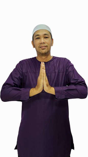 亚洲穆斯林男子以开斋节问候姿势站立的照片图片下载