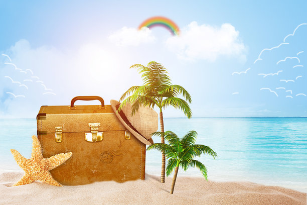 酷夏背景，清凉的图片，海滩，暑假背景图片下载