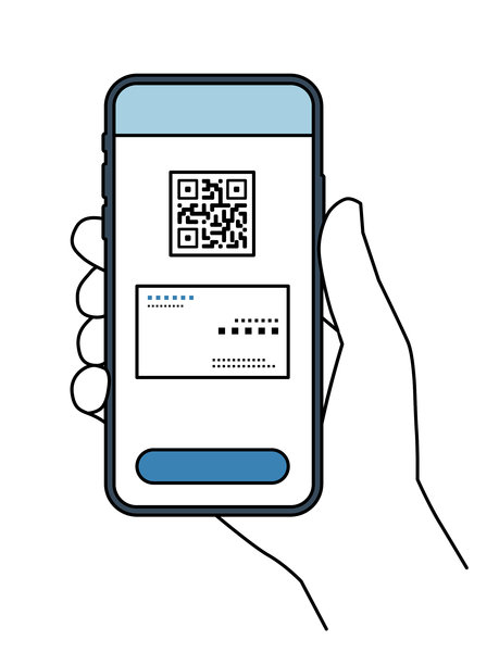 手持智能手机，交换名片，线条宽度可变图片下载