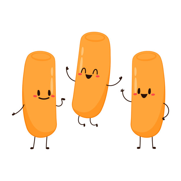 可爱的炒年糕卡通形象。韩国街头美食。简单的香肠矢量标志。炒年糕是韩国美食。图片下载