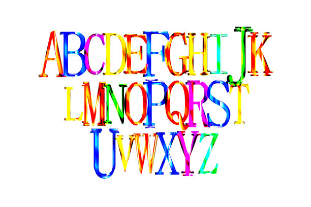 儿童风格的彩色磨损大写字母，破旧字母表。朋克和磨损风格的字母表。模板涂鸦字体。粗犷的手绘矢量排版。图片下载