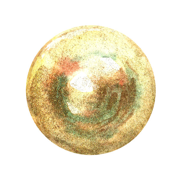 金色圆球，色彩鲜艳的系列。手工绘制的闪亮珠子，采用水彩和金色涂料装饰。该图像适用于装饰纺织品、室内、墙纸、印刷品和包装。图片下载