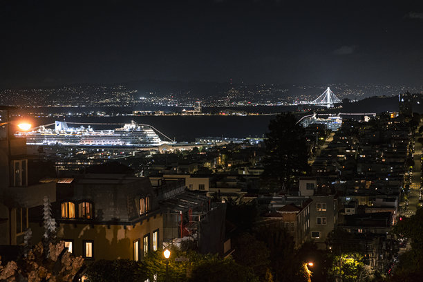 旧金山黄金沙门大桥黄昏时分的风景照片图片下载