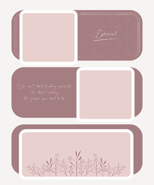 柔和的粉色照片框，配有花朵和名言图片下载