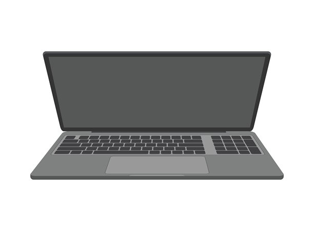平面风格的真实笔记本电脑图标。孤立背景上的计算机矢量插图。工作空间标志商业概念。图片下载