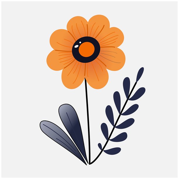 时尚扁平风格的花卉插图，包含多彩的野花和叶子，适用于图形设计和数字项目图片下载