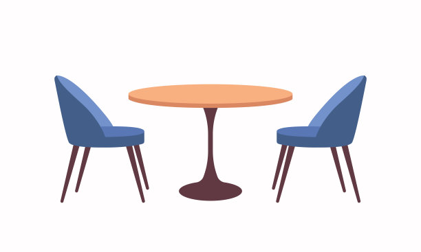 舒适的椅子与圆桌插图。咖啡馆或餐厅的家具。白色背景上的矢量插图。图片下载