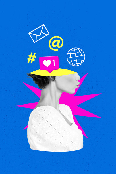 3D照片拼贴模板趋势艺术作品，合成半个头部的女士，亲吻，调皮，思考，电子邮件，流行，喜欢，标签，邮件，全球图片下载
