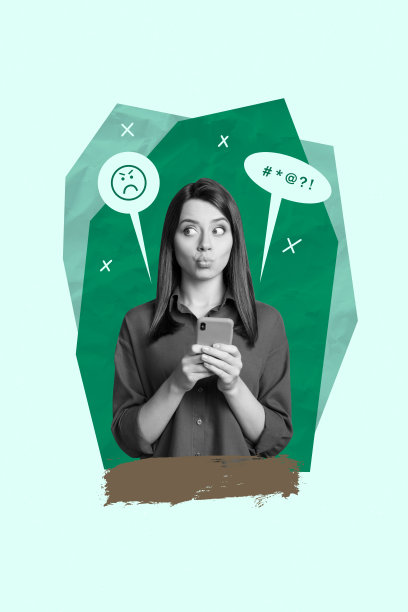 海报照片：垂直拼贴画，快乐的女孩和男孩收到气泡沟通短信，网络欺凌、紧张、痛苦、仇恨和刻板印象。图片下载