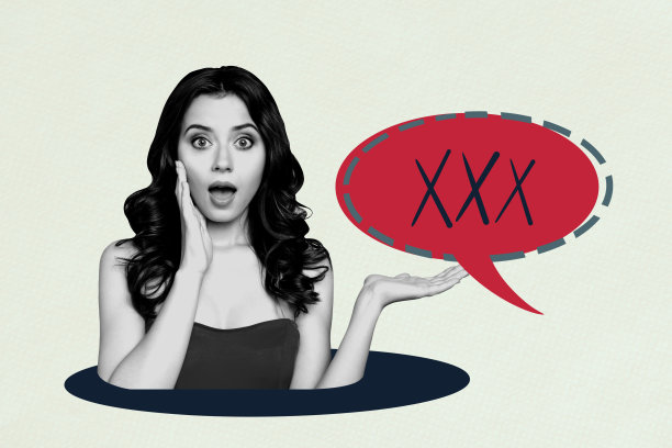 3D照片拼贴模板艺术作品，组合了惊讶表情的年轻女士，微笑，手势展示电子邮件，语音文本在线消息，聊天交流。图片下载