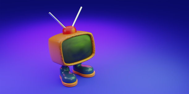 卡通电视机插图。3D渲染。图片下载