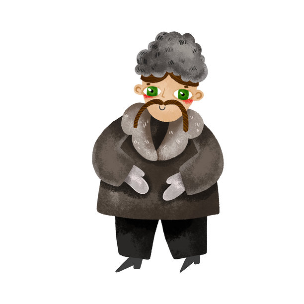 乌克兰男子卡通形象：乌克兰圣诞节传统节日场景，利沃夫东正教圣诞节，手绘卡通插画图片下载