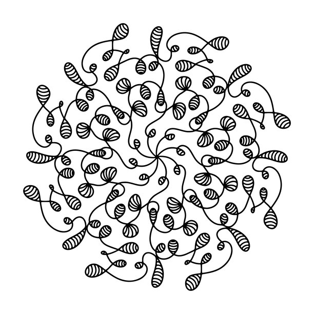 手绘蜘蛛网曼陀罗，背景为白色。可爱的涂鸦章鱼、鱿鱼、触手、外星人、蜂巢、捕梦网。适合成人和儿童的涂色页。涂鸦墨线艺术。减压书。图片下载