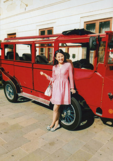 中国女性在欧洲城市旅行的老照片图片下载