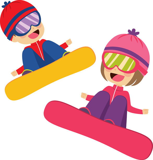 孩子们在飞翔滑雪板上图片下载