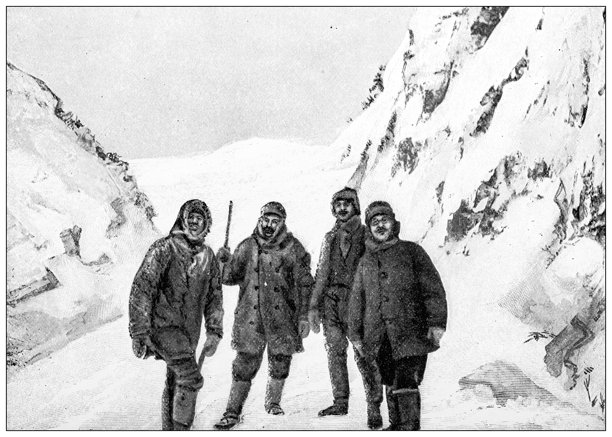 古董图片：克朗代克淘金热，白色通道的山顶图片下载