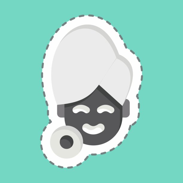 贴纸线条剪切照片焕肤，相关于美容学符号，可编辑图片下载