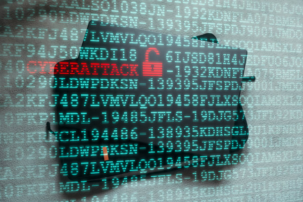 带有多彩虚拟现实网络攻击界面的桌面照片作为背景。图片下载