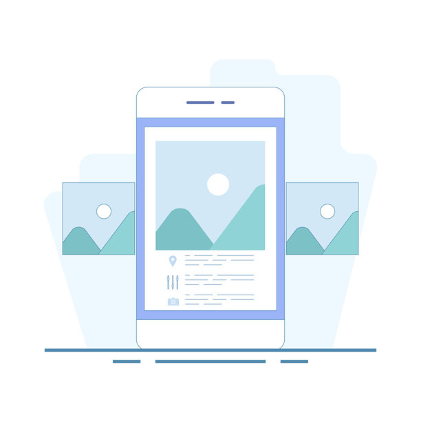 EXIF数据查看器概念。点击照片文件以查看EXIF元数据，如相机、镜头、曝光、日期和GPS位置等详细信息。扁平设计的矢量插图背景。图片下载