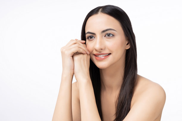 年轻女性的肖像，肌肤清新洁净的库存照片图片下载