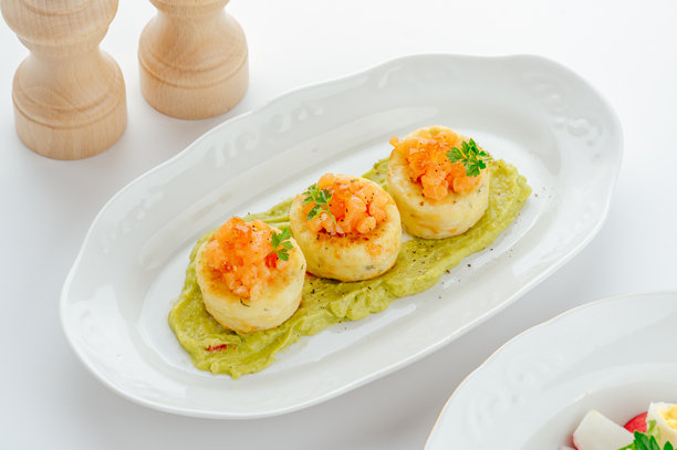 白色背景上的餐厅食物。菜单照片图片下载