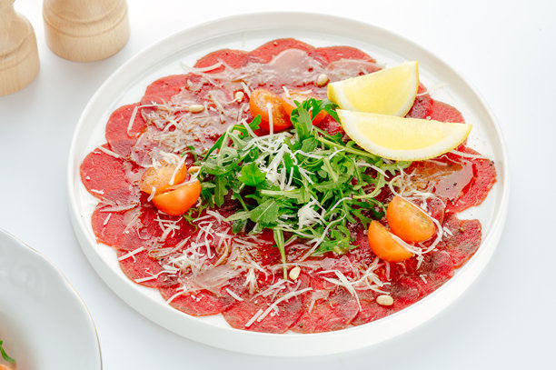 白色背景上的餐厅美食。菜单照片。图片下载