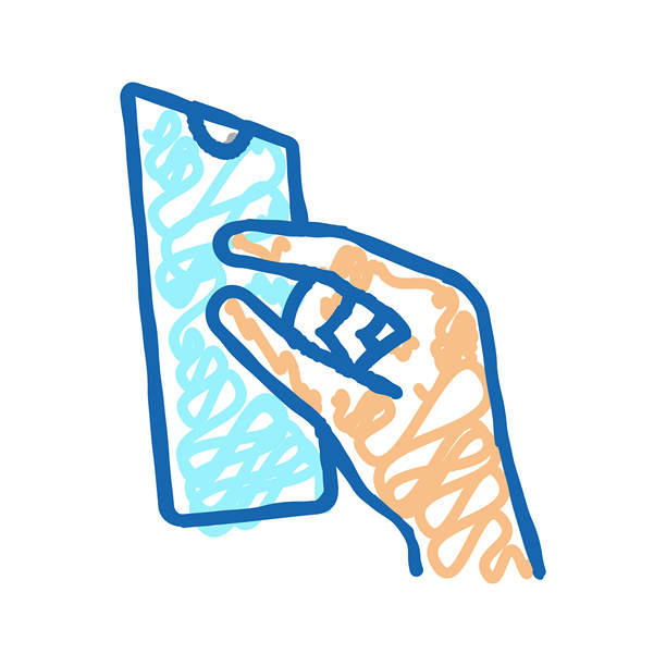 智能手机屏幕图标的放大照片涂鸦插图图片下载