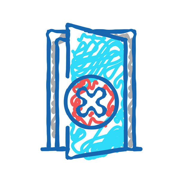 禁止儿童进入的开门安全图标涂鸦插图图片下载