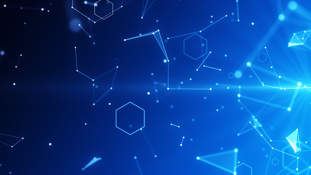 明亮的蓝色抽象几何科技运动波浪六边形背景 4K 股票照片图片下载