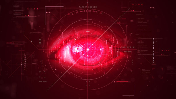 闪烁的眼睛与科技界面 4K 股票照片图片下载